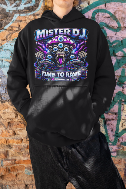 Sudadera techno negra con diseno rave underground