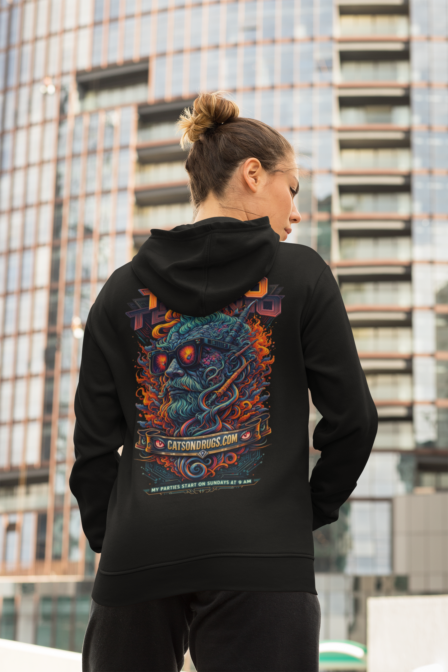 Sudadera techno rave hoodie estilo minimalista