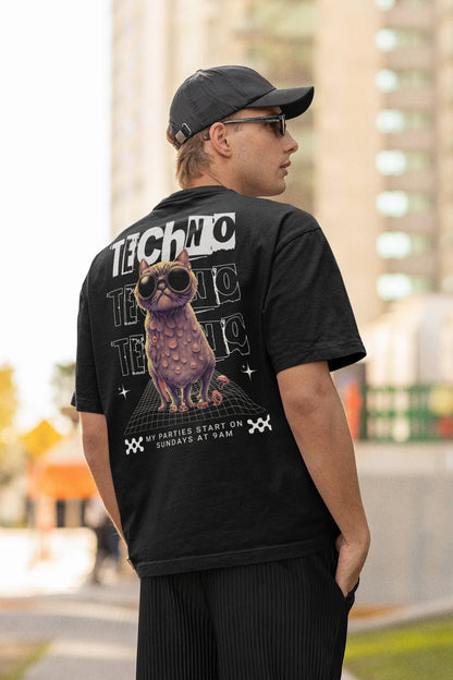 Techno Cat Shirt für Männer und Frauen – angesagte Mode für die Techno Szene