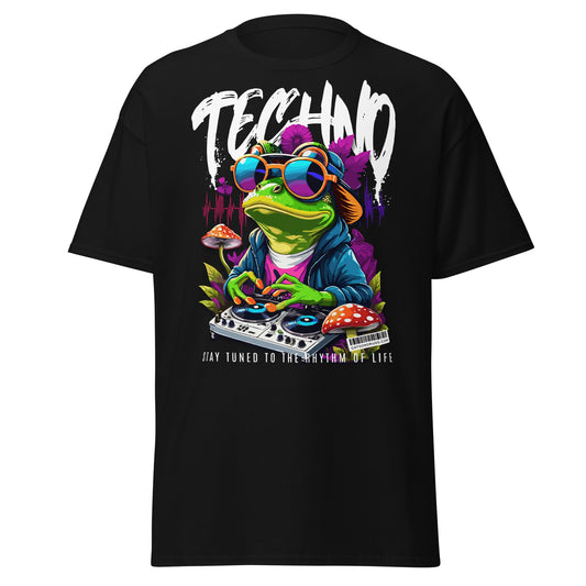 Techno Frog EDM Clothing T-shirt with neon frog design
