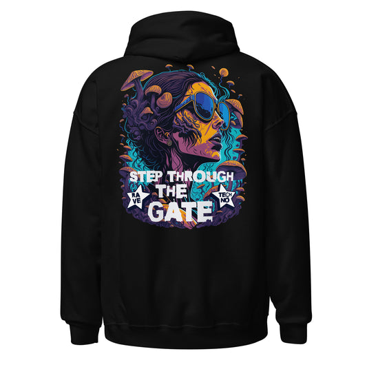 Techno Hoodie – Step through the Gate front view