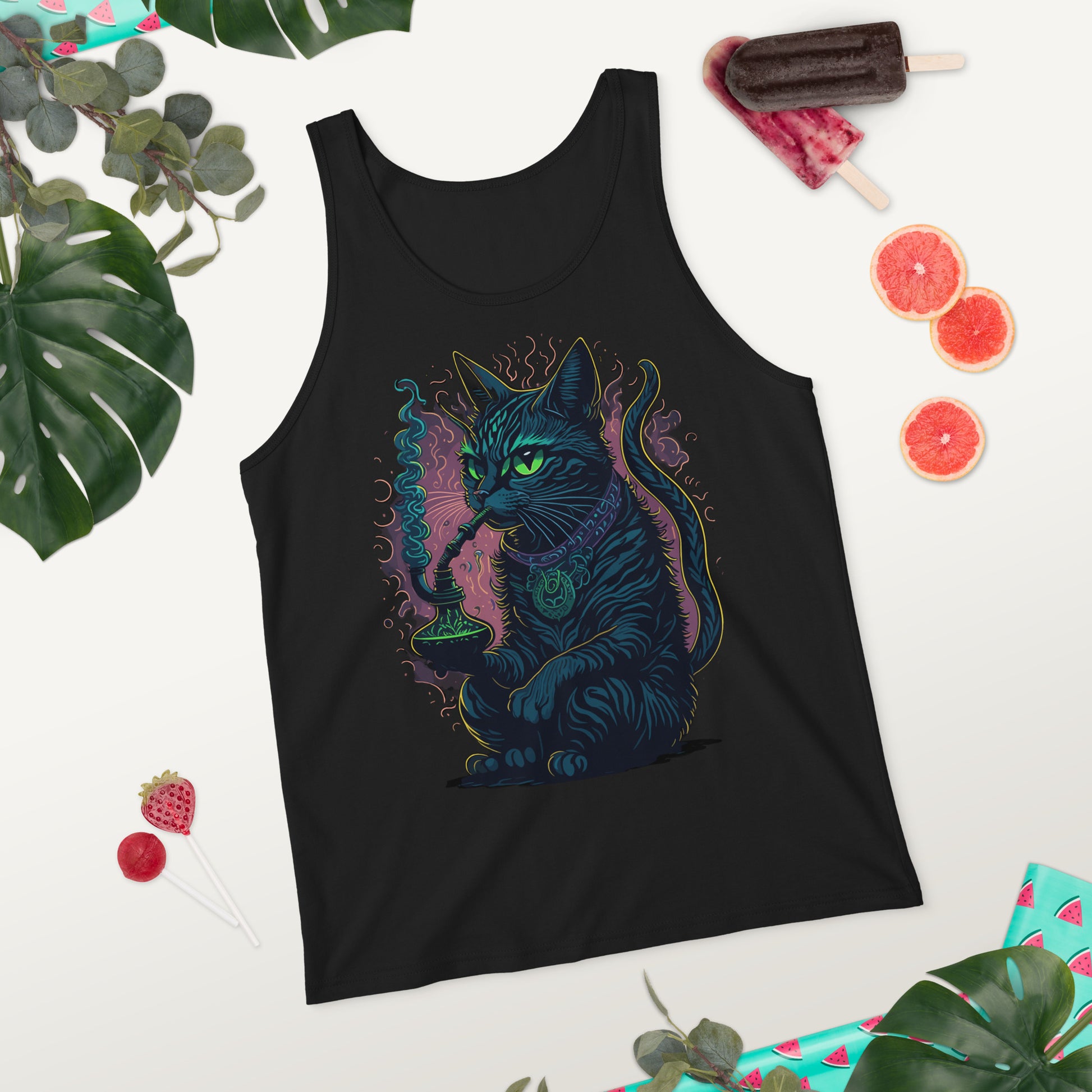 Psychedelic Cat Tank Tops