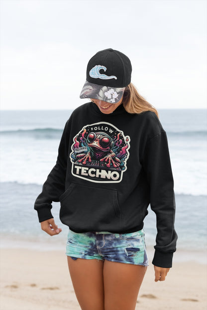 Trance Clothing psychedelic hoodie with techno-inspired artwork  