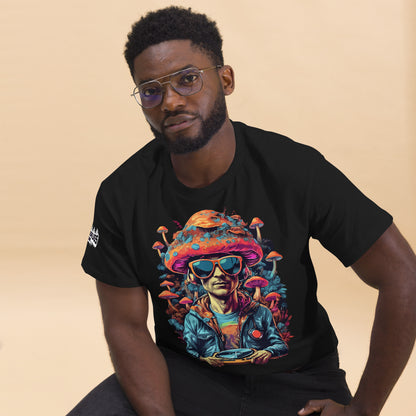 Trippy DJ graphic Psychedelic Outfit festival tee