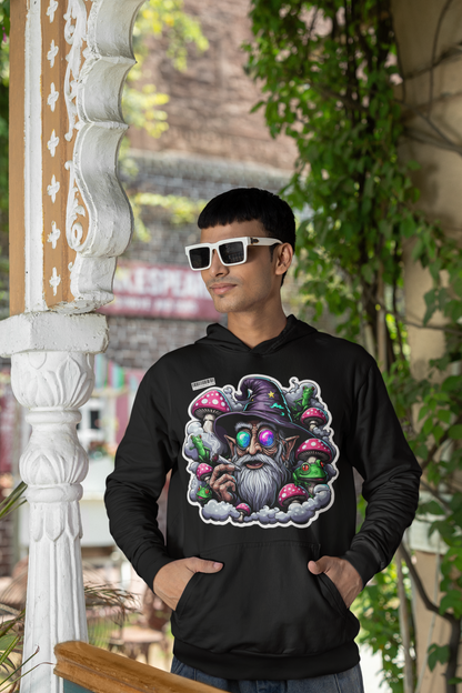 Trippy & Groovy Wizard psychedelic hoodie for music festivals"