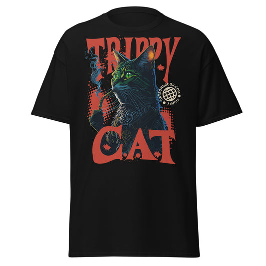 Trippy Tee Cat Psychedelic front view with vibrant cat design
