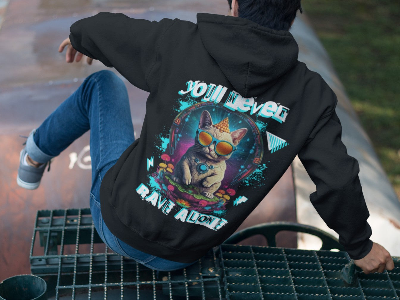Rave Alone Cat | Sudadera Festival