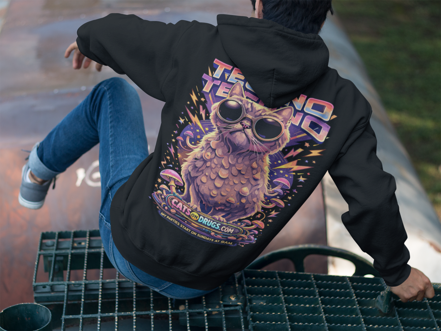 Rave Hoodie | Sunday Techno Cat