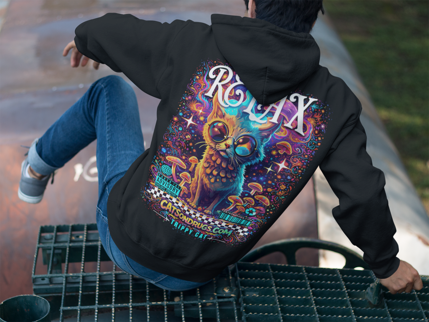 Trippy Hoodie | Psychedelic Relax Cat