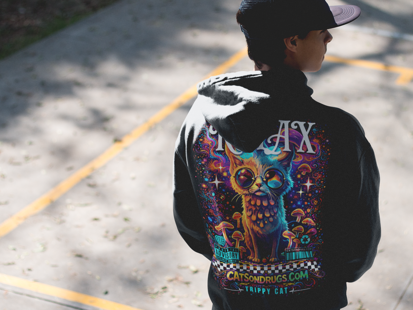 Trippy Hoodie | Psychedelic Relax Cat
