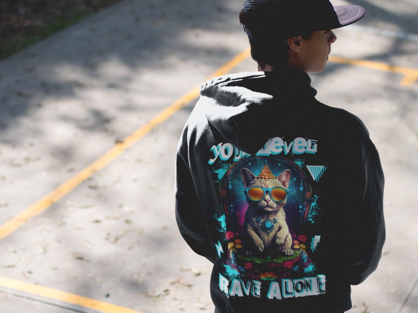 Rave Alone Cat | Sudadera Festival