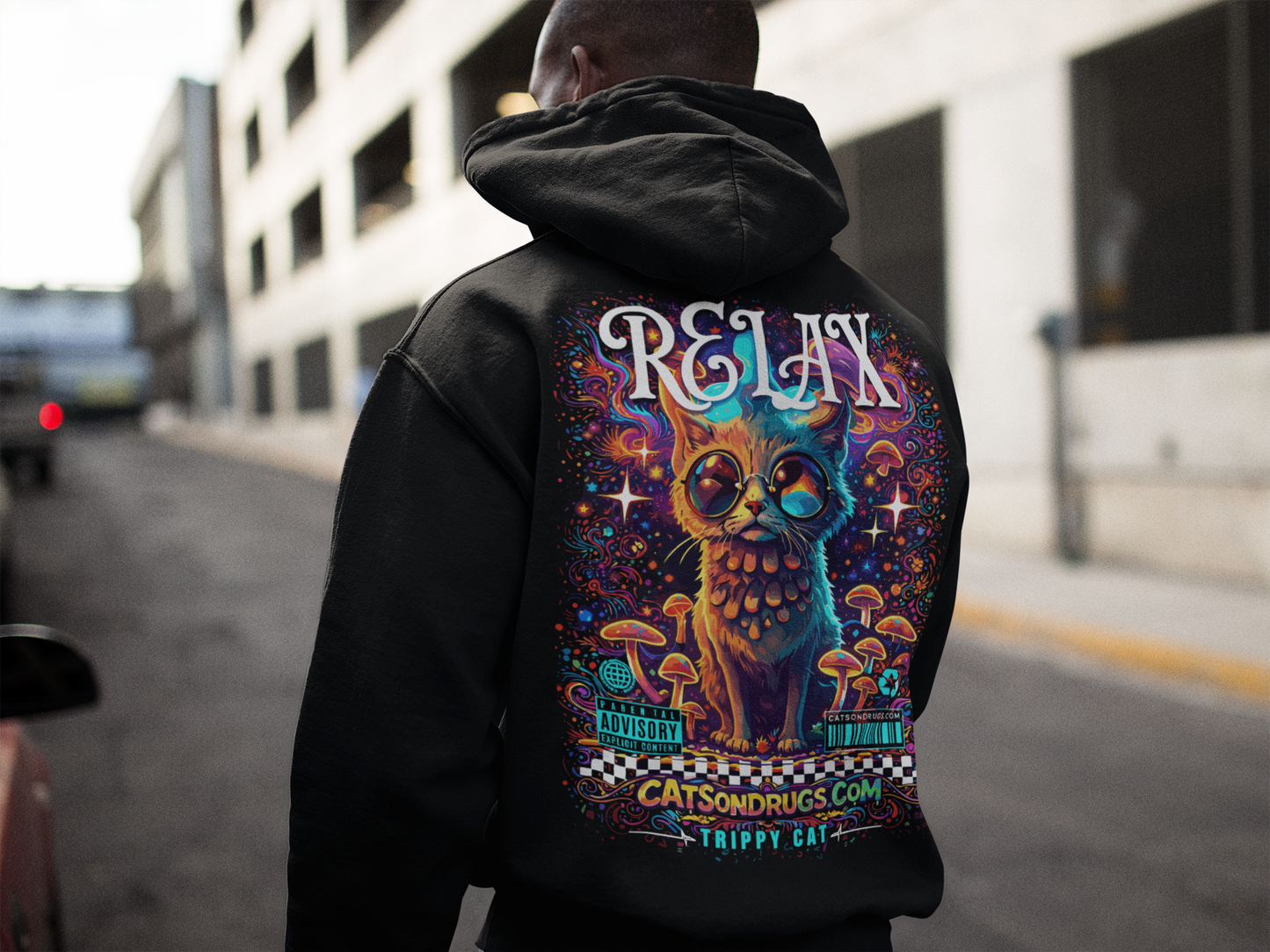 Trippy Hoodie | Psychedelic Relax Cat
