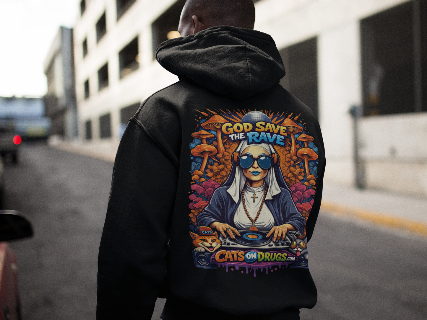 Trippy Hoodie | Techno Nun