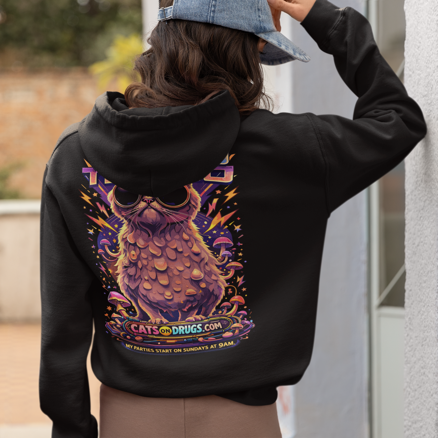 Rave Hoodie | Sunday Techno Cat