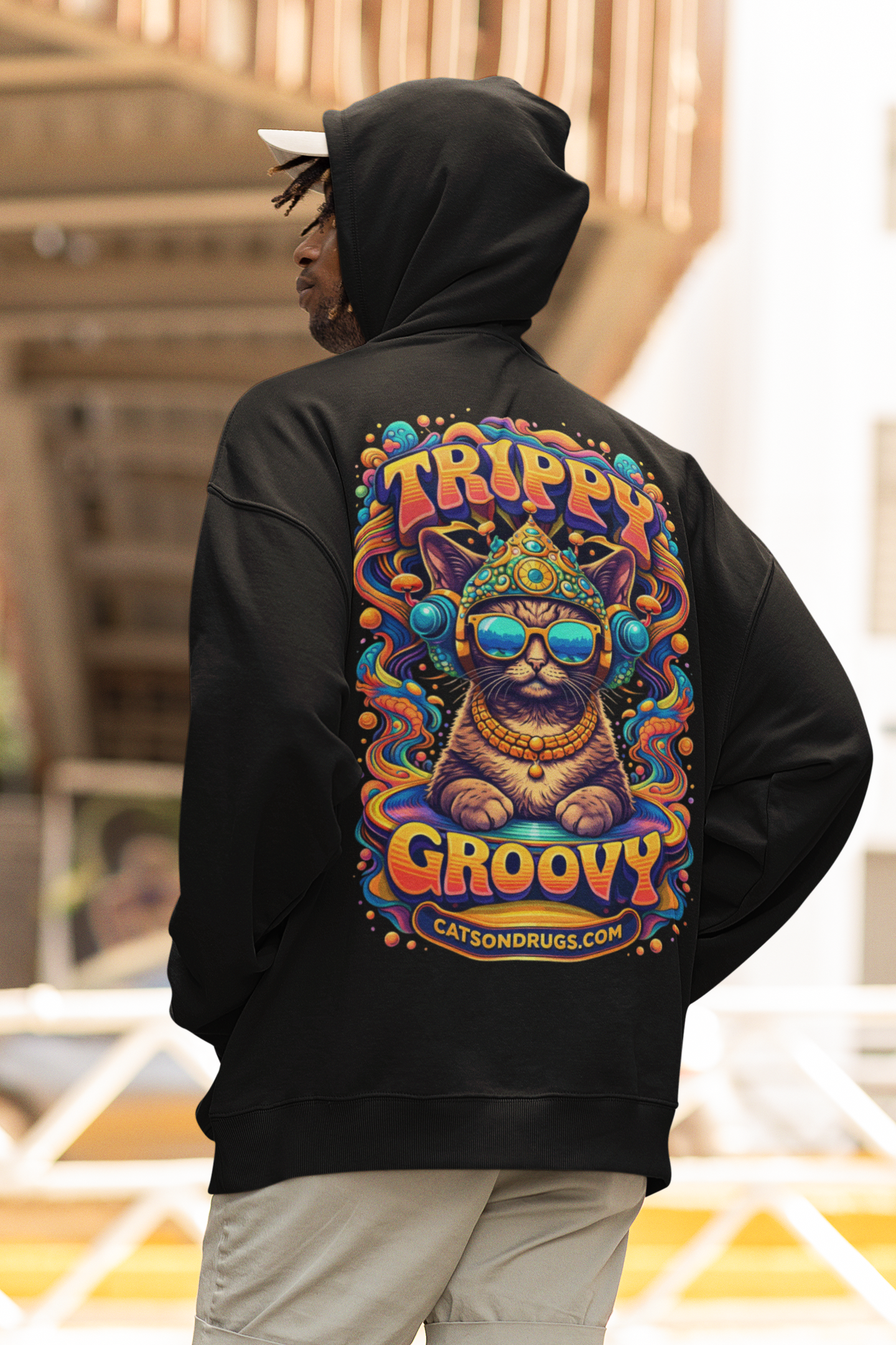 Psychedelic Hoodie | Trippy & Groovy Cat