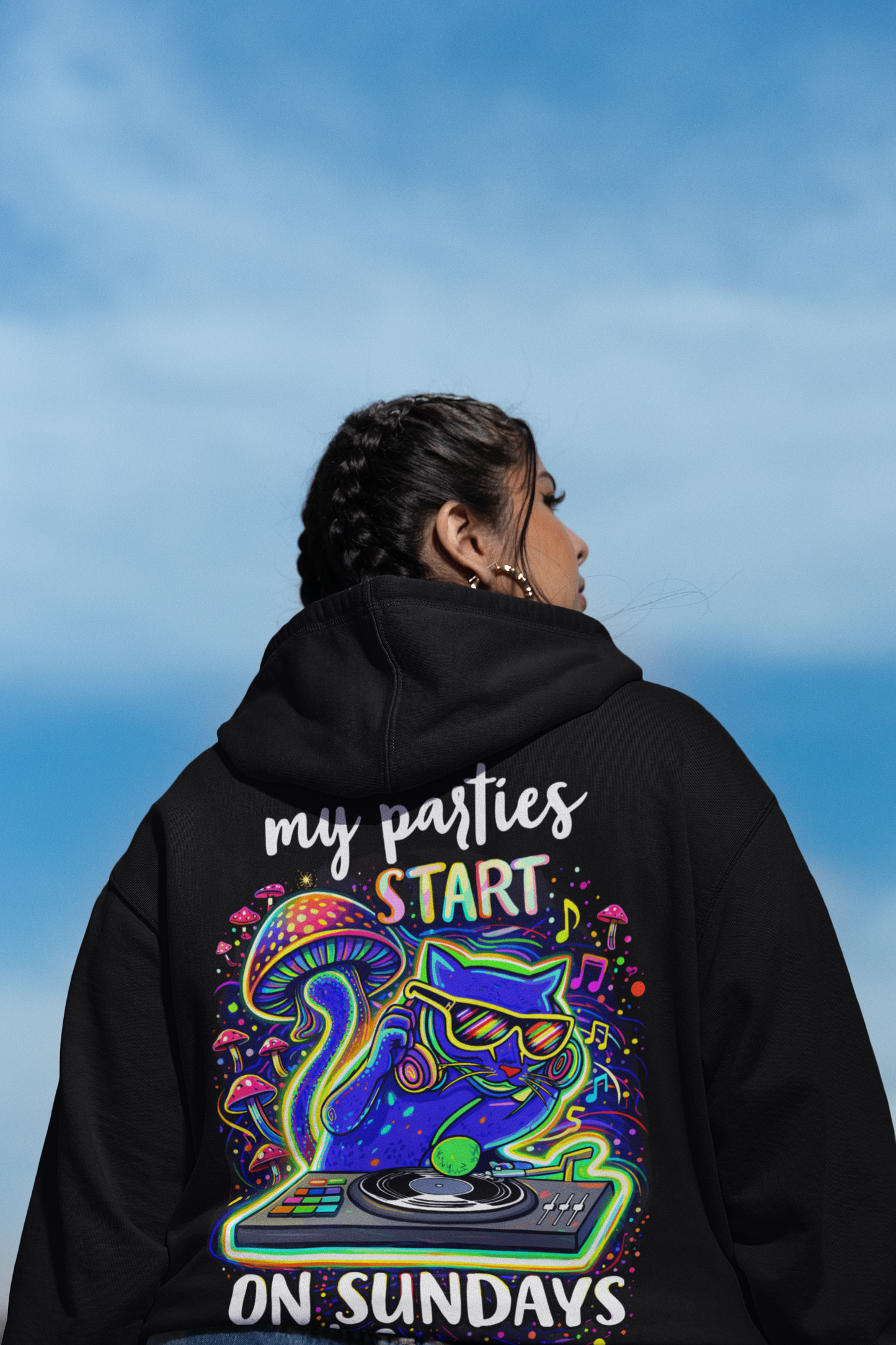 Festival Hoodie | Sunday Techno Cat