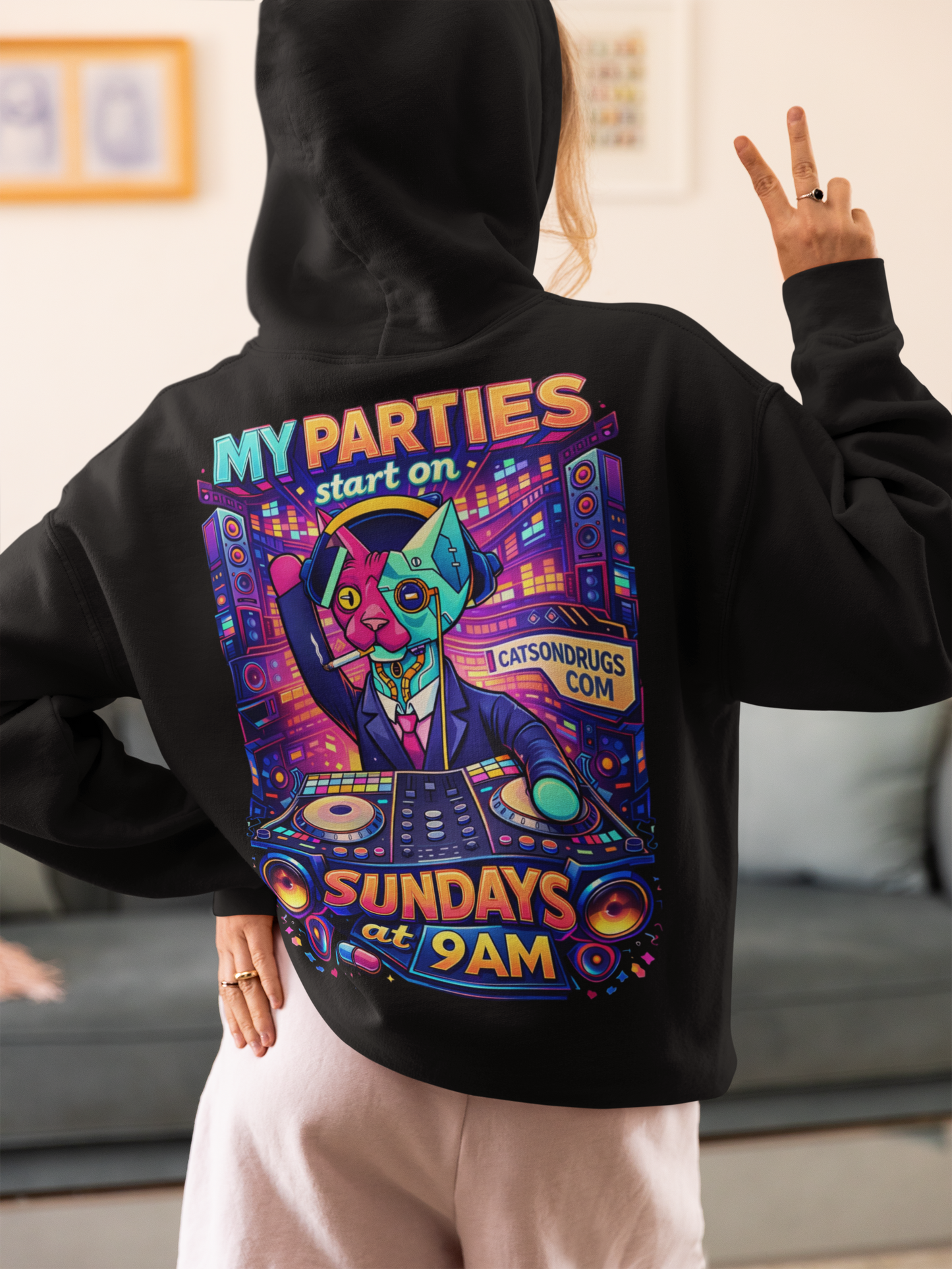 Sunday Techno Cat | EDM Hoodie