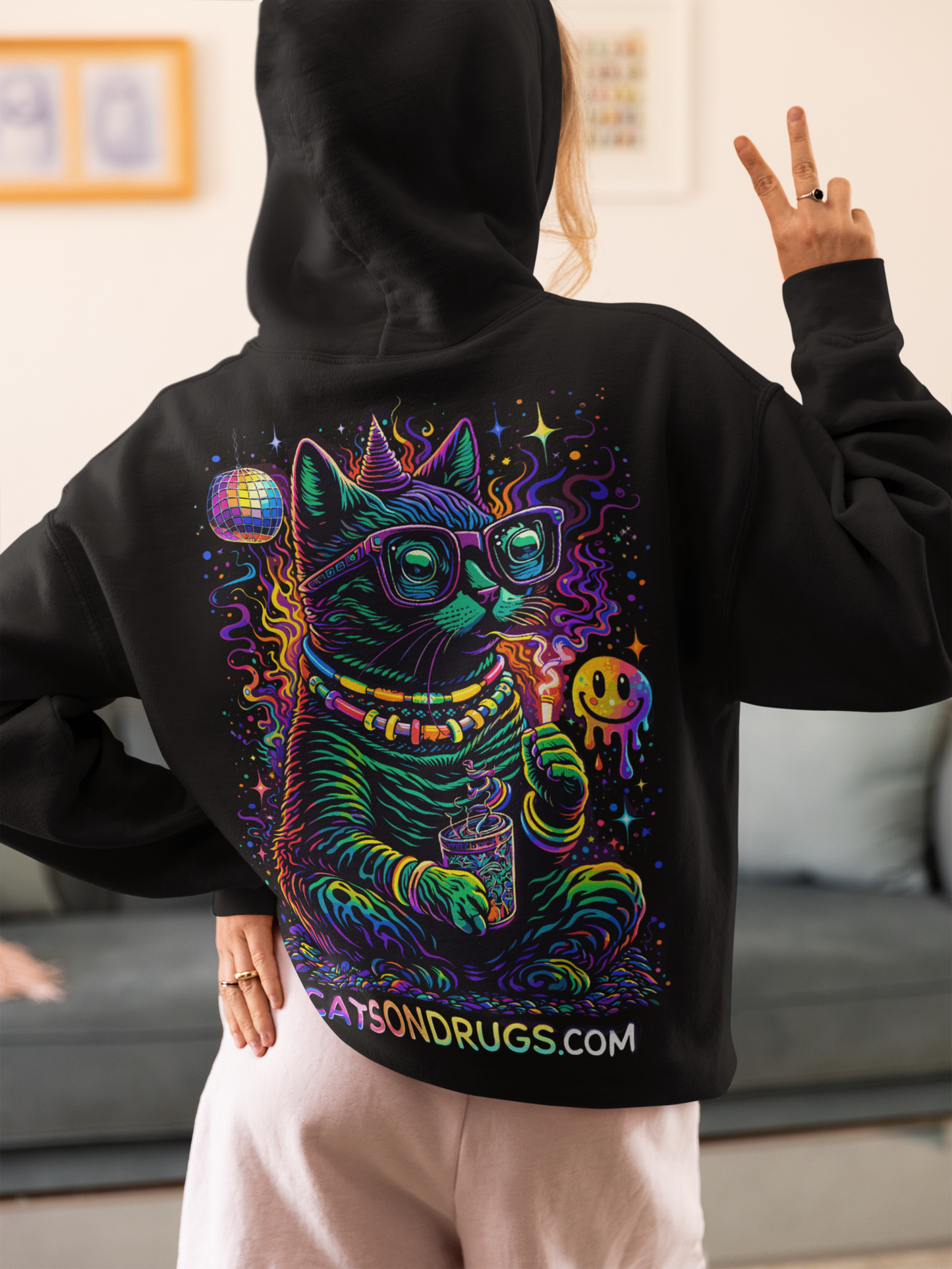 Acid Hoodie | Psychedelic Acid Cat
