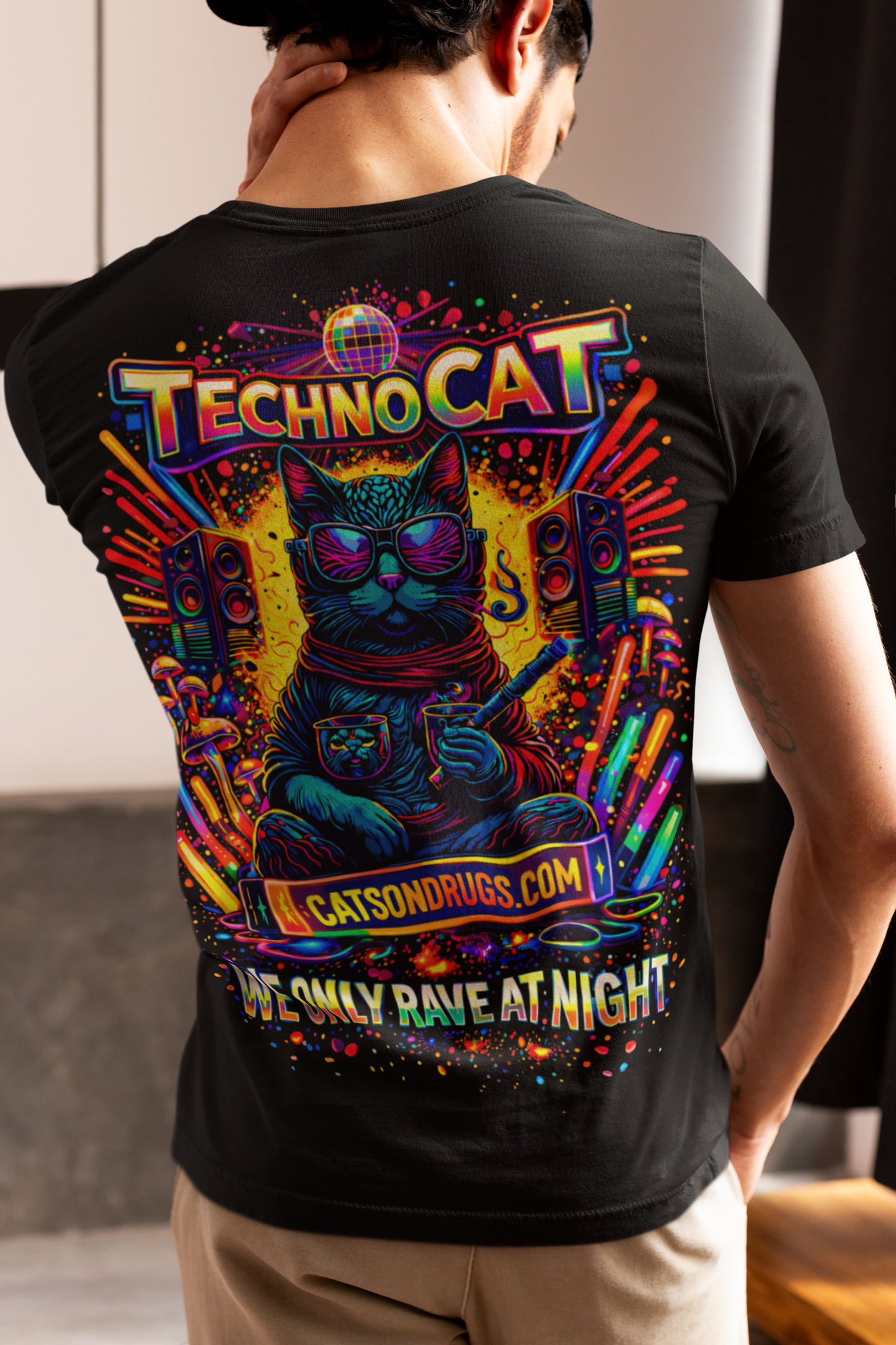 EDM T-Shirt | Rave at Night Cat