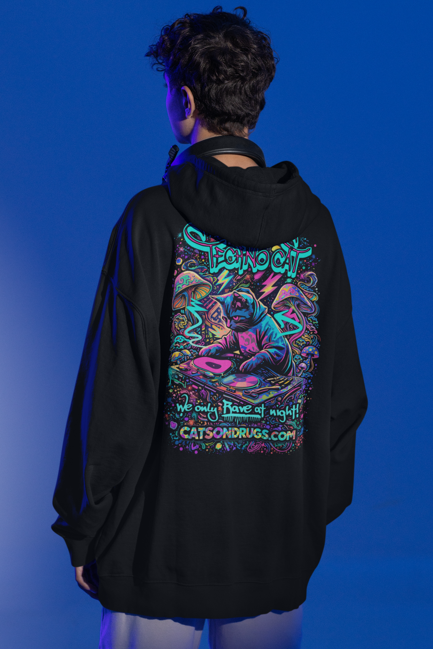 Rave Hoodie | Rave at Night Cat