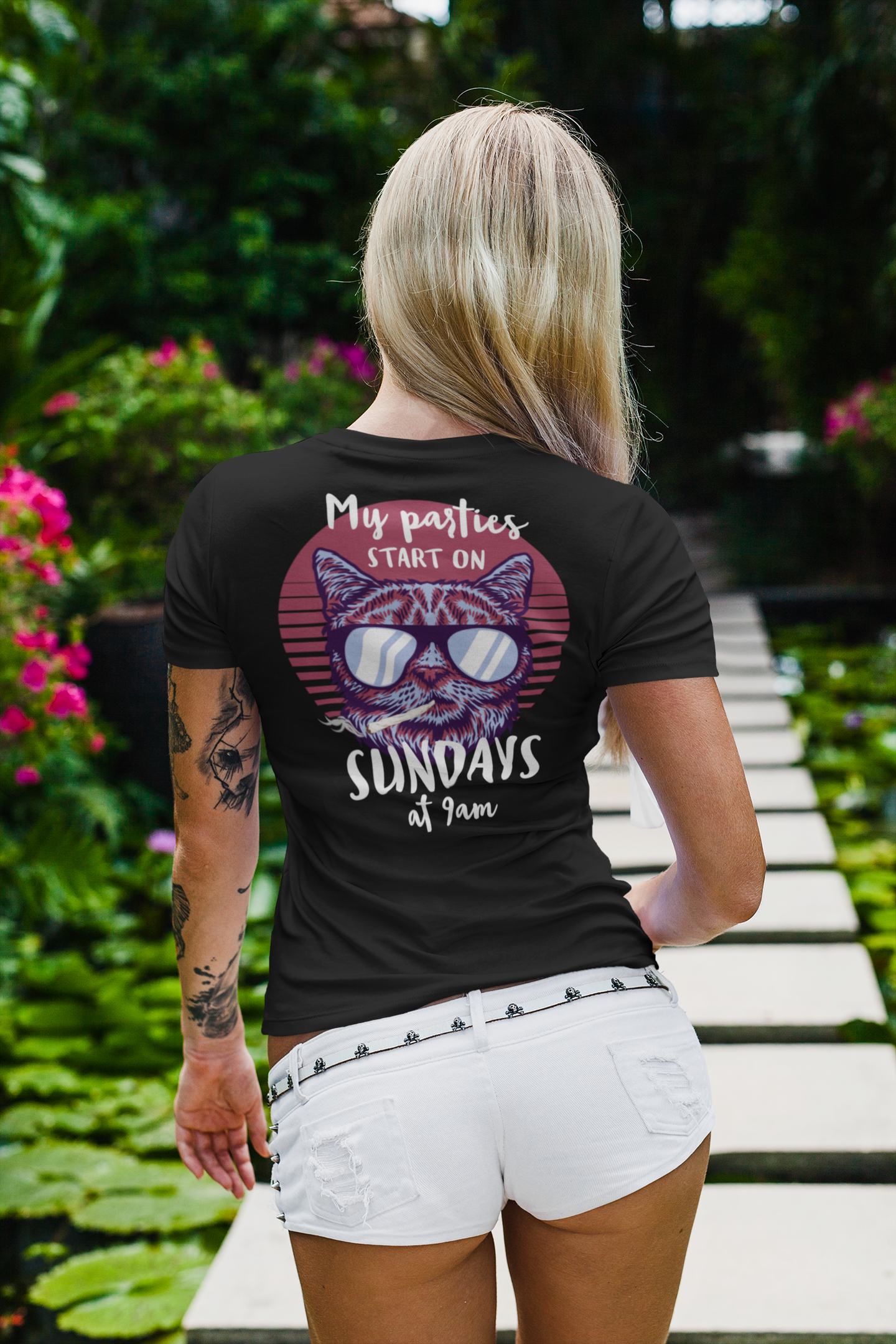 My parties start on Sundays at 9am - Unisex T-Shirt - CatsOnDrugs