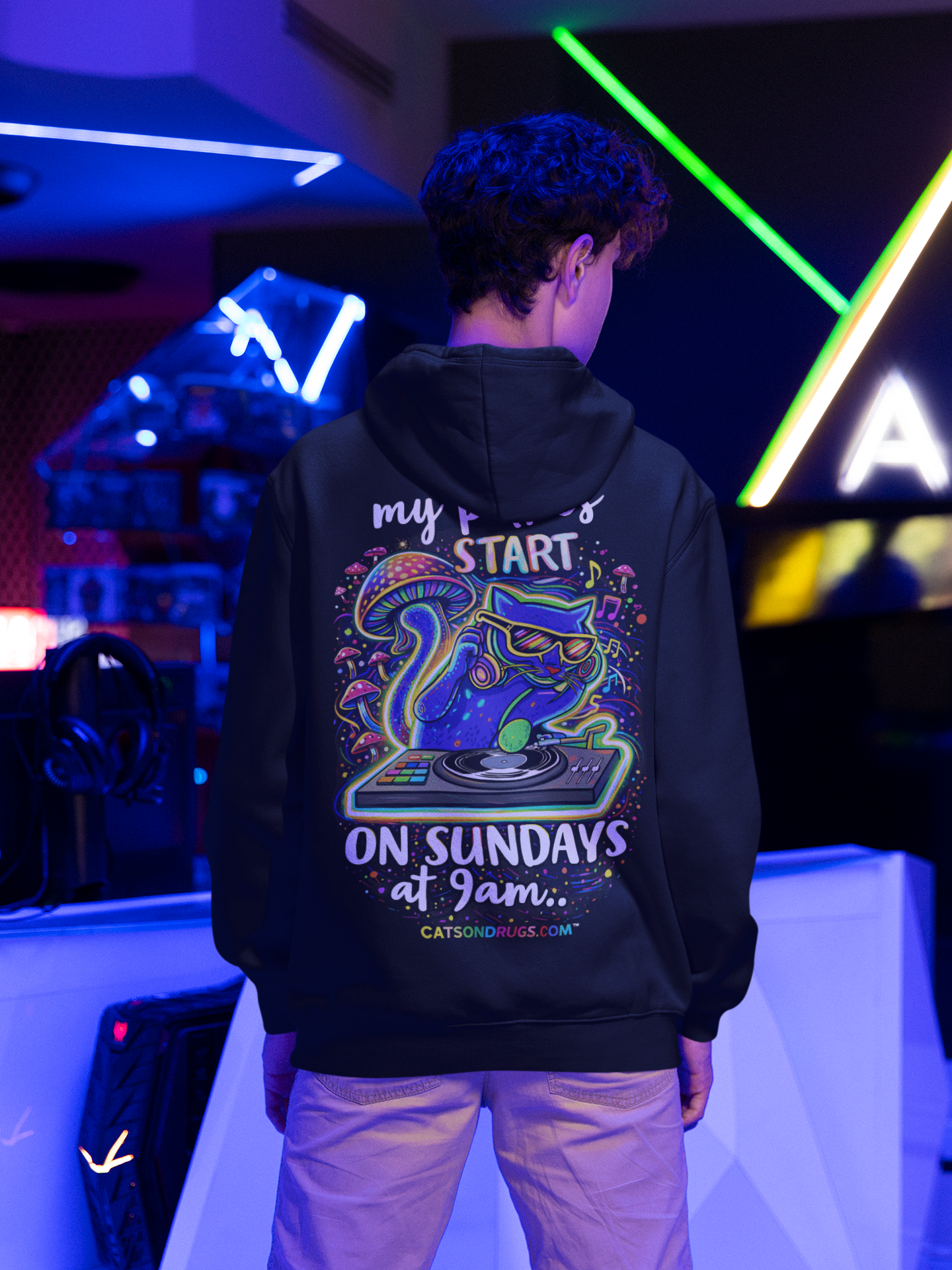 Festival Hoodie | Sunday Techno Cat