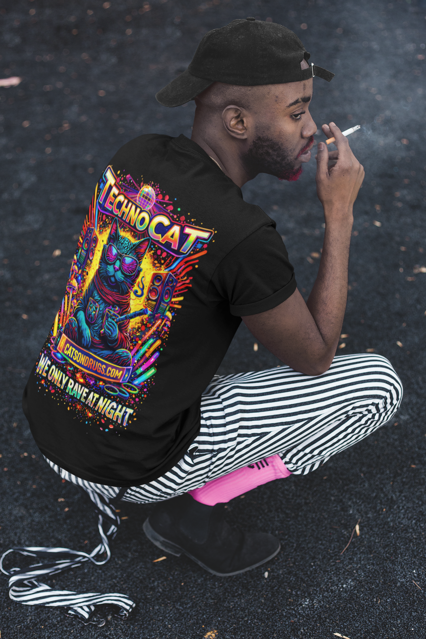 EDM T-Shirt | Rave at Night Cat