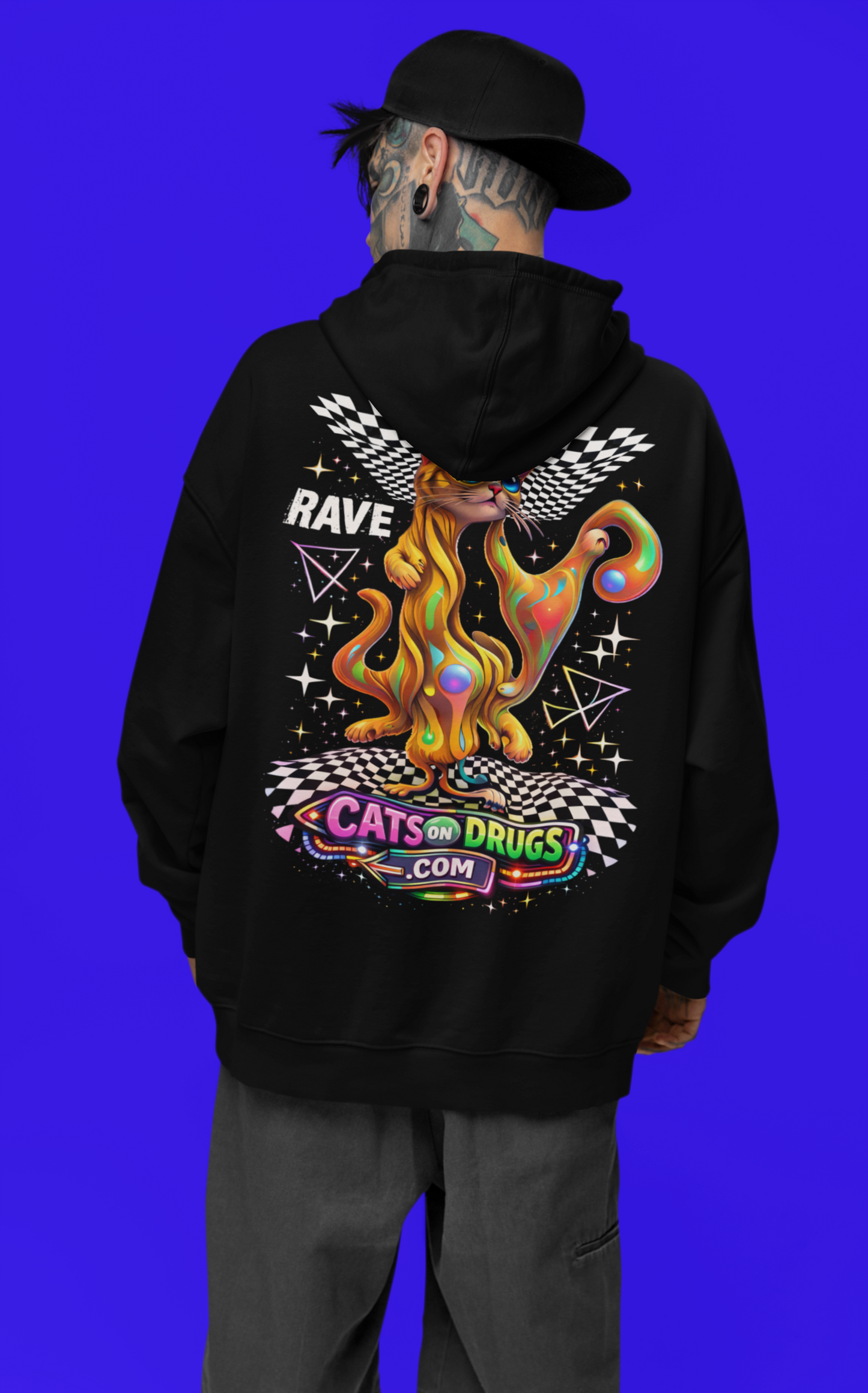 Rave Hoodie | Fractal Techno Cat