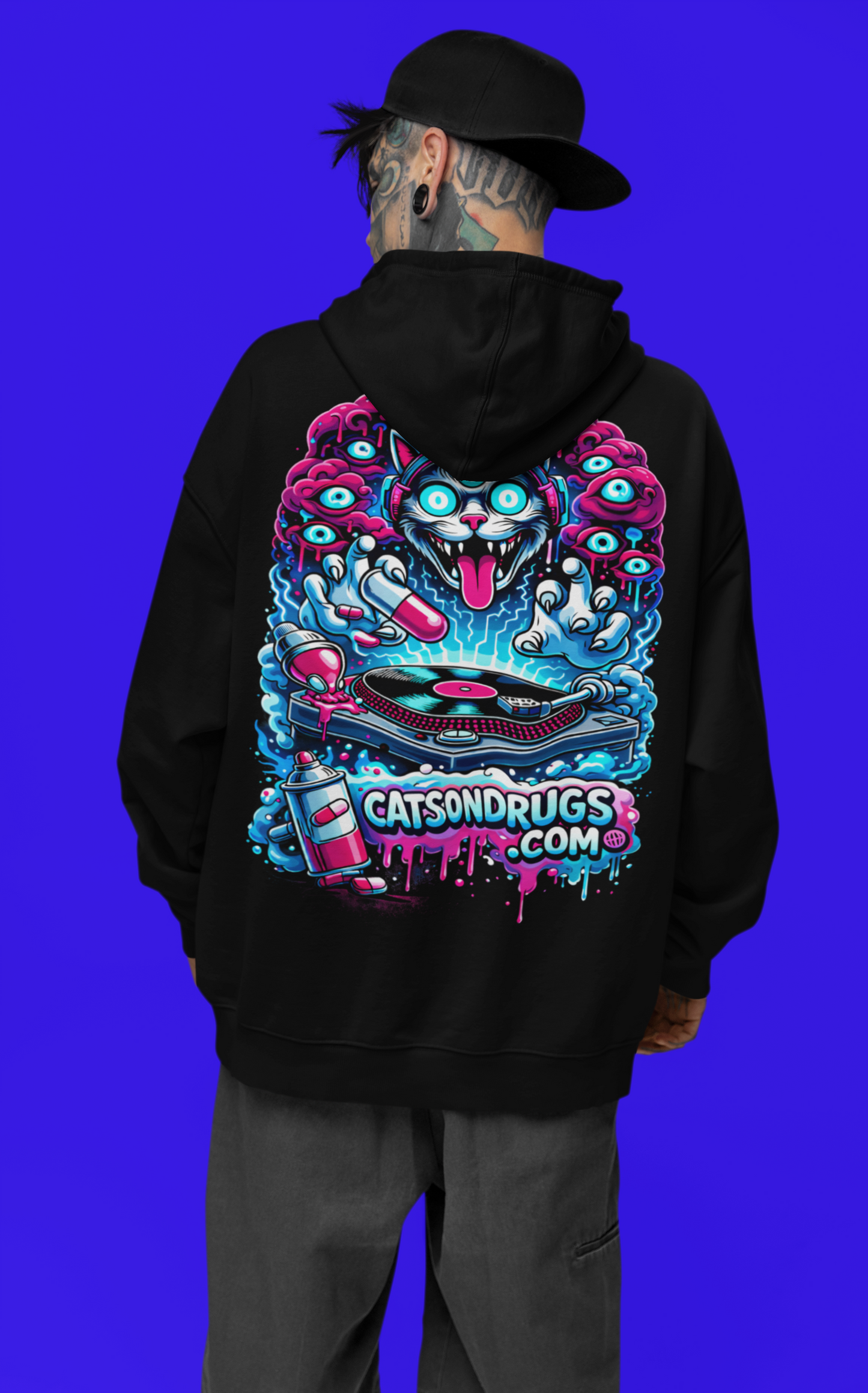 Psychedelic DJ Cat | Rave Hoodie