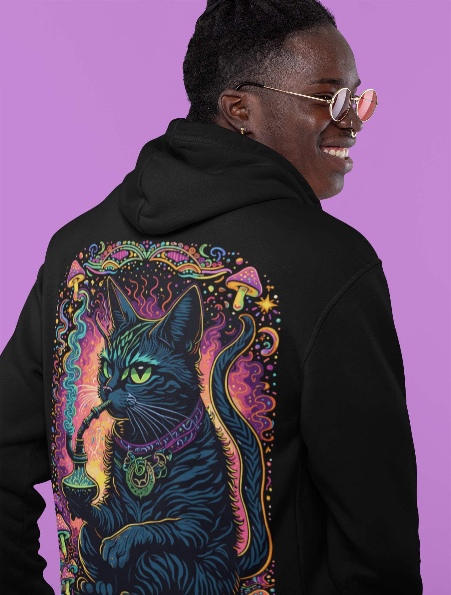 Psychedelic Hoodie | Trippy Shisha Cat