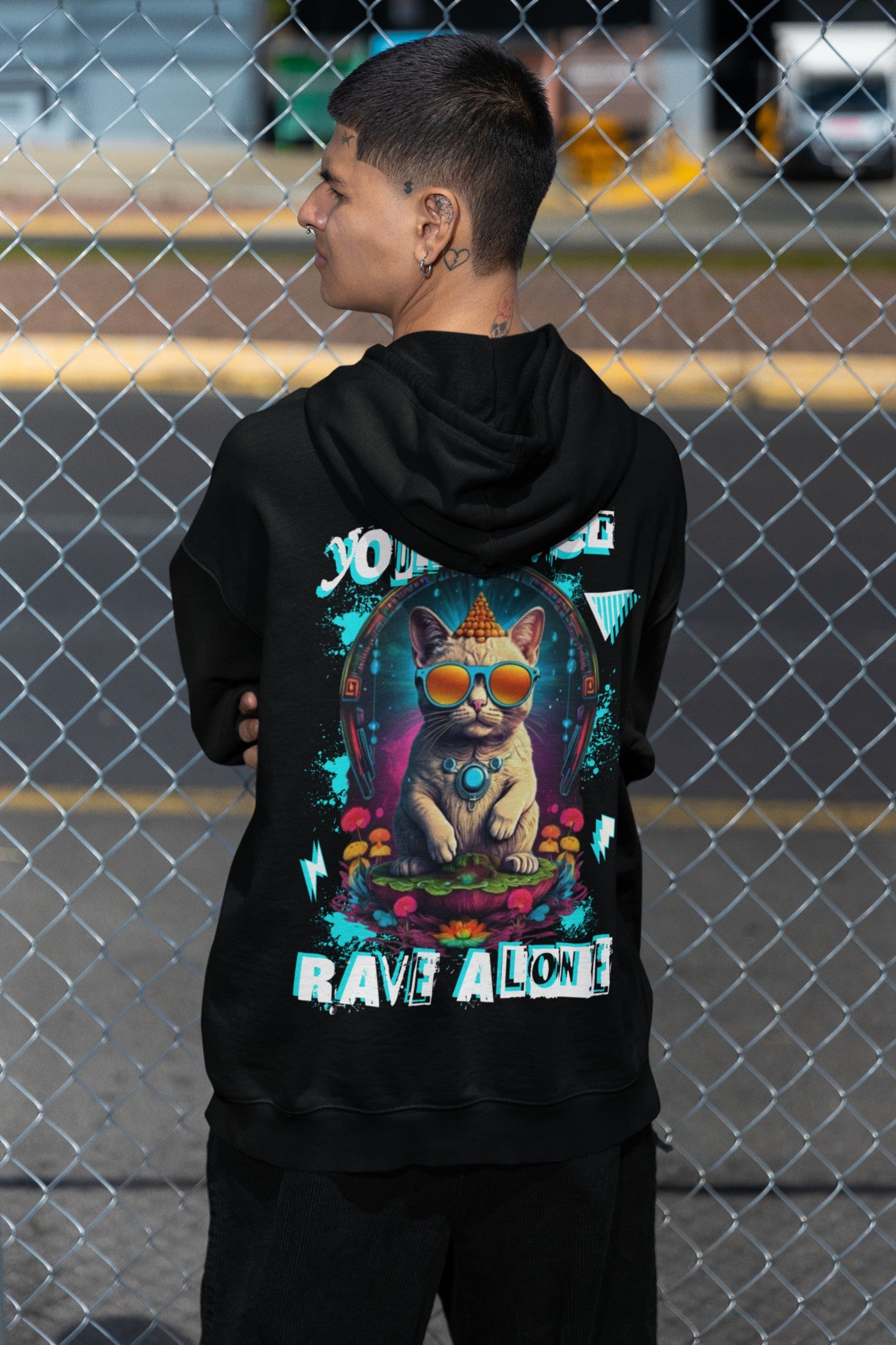 Rave Alone Cat | Sudadera Festival