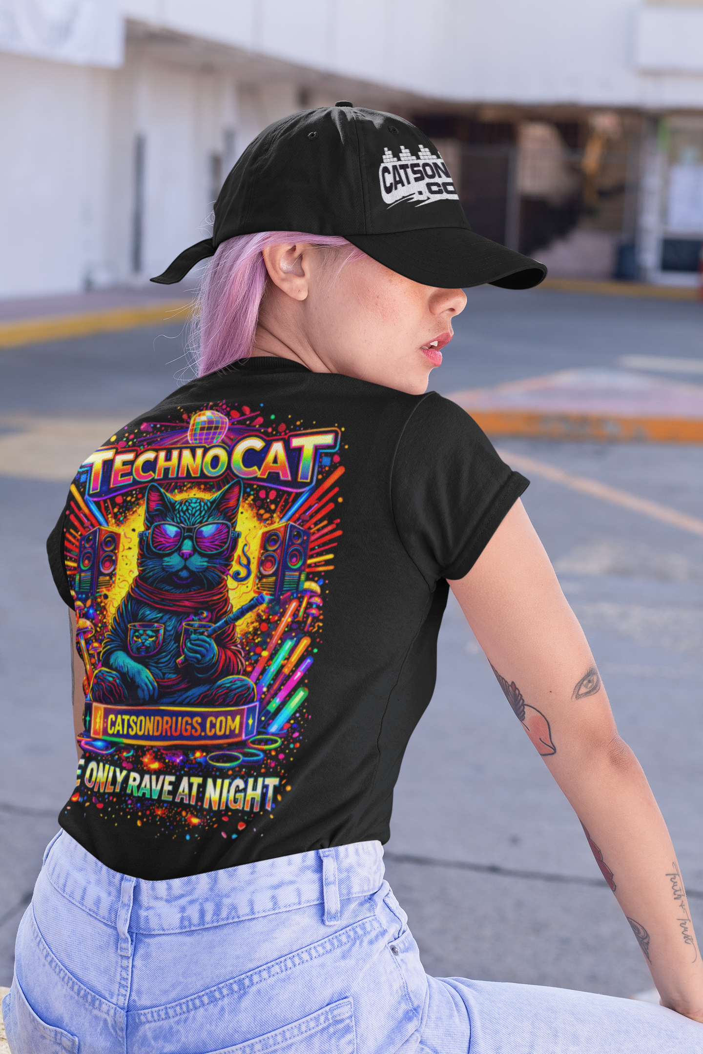 EDM T-Shirt | Rave at Night Cat