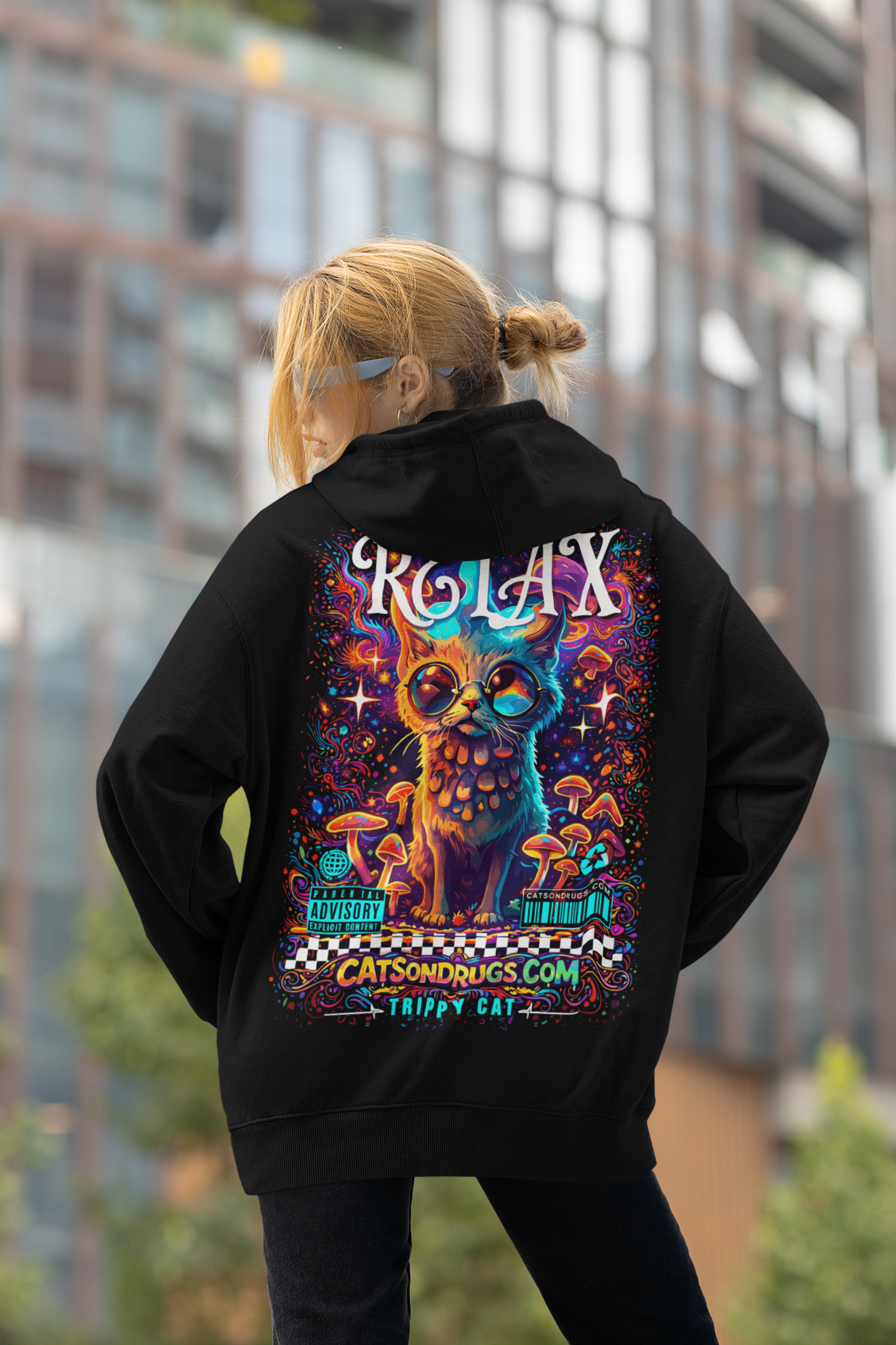 Trippy Hoodie | Psychedelic Relax Cat