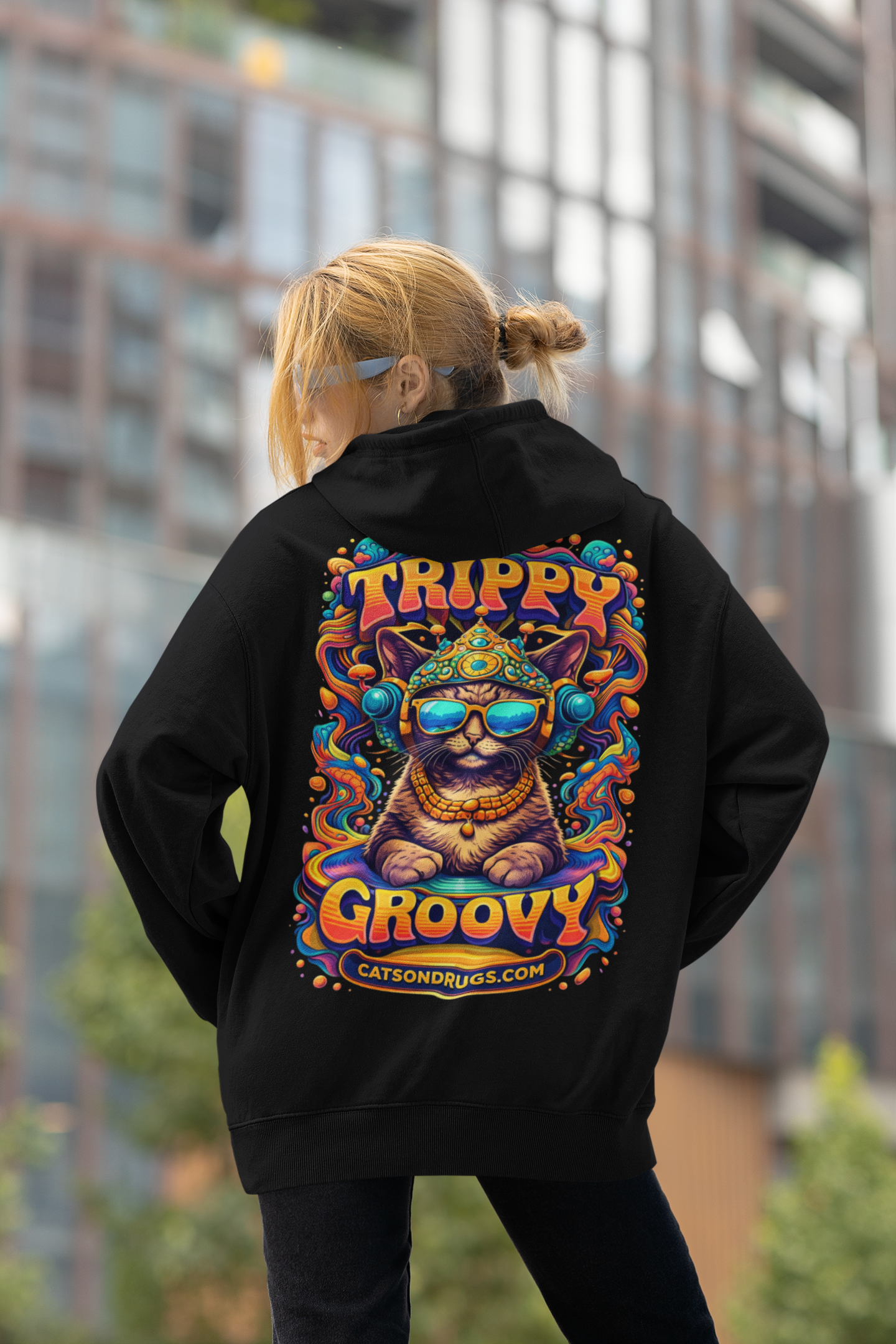 Psychedelic Hoodie | Trippy & Groovy Cat