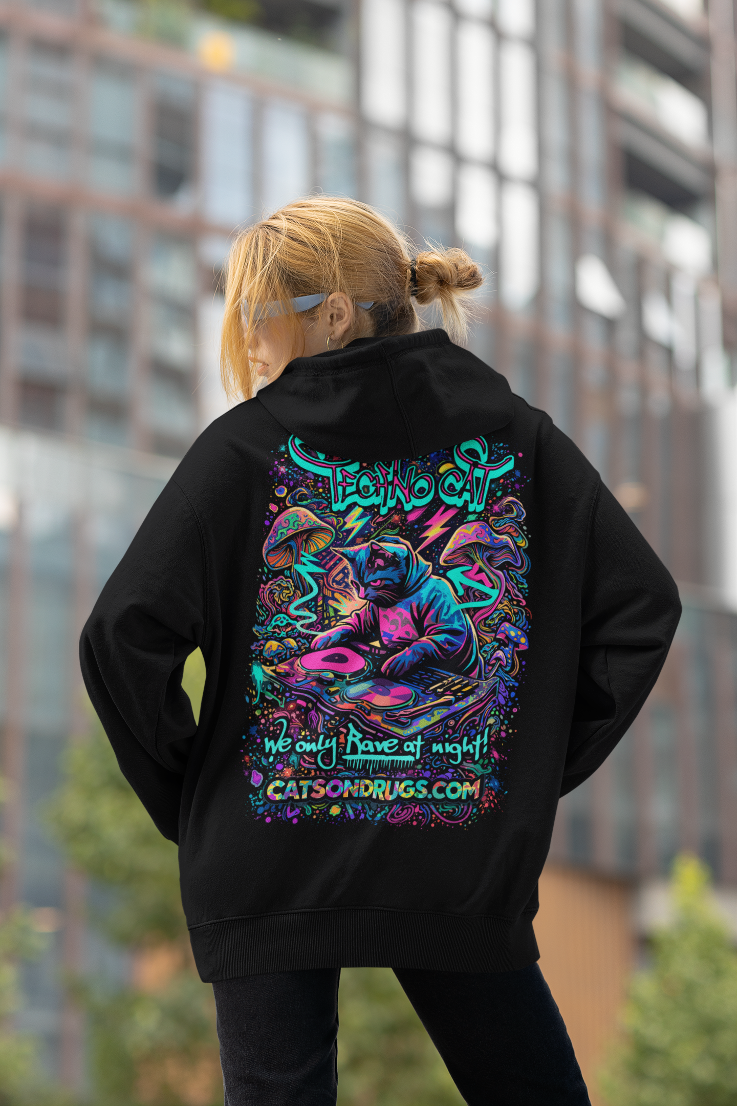 Rave Hoodie | Rave at Night Cat