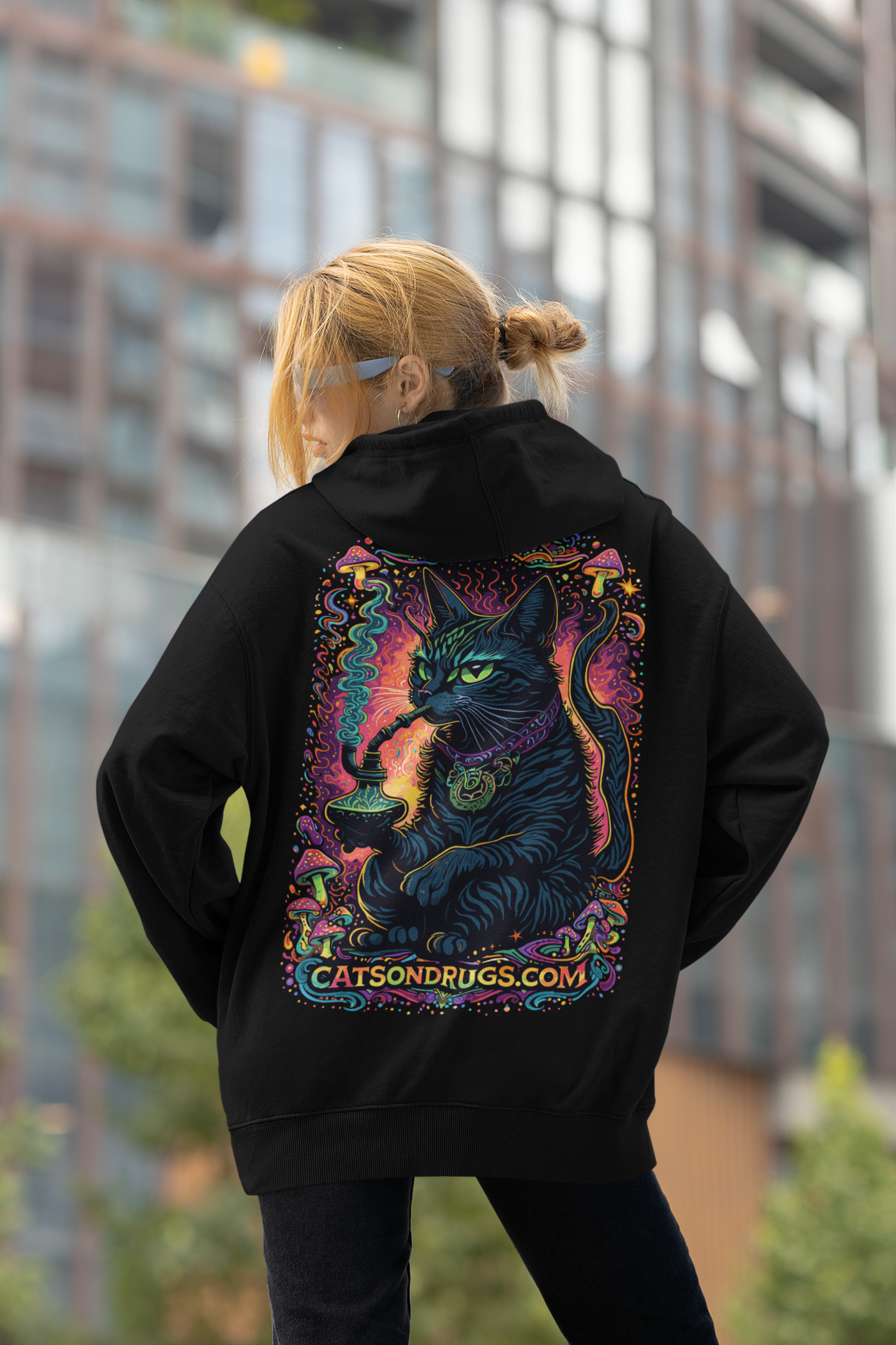 Psychedelic Hoodie | Trippy Shisha Cat