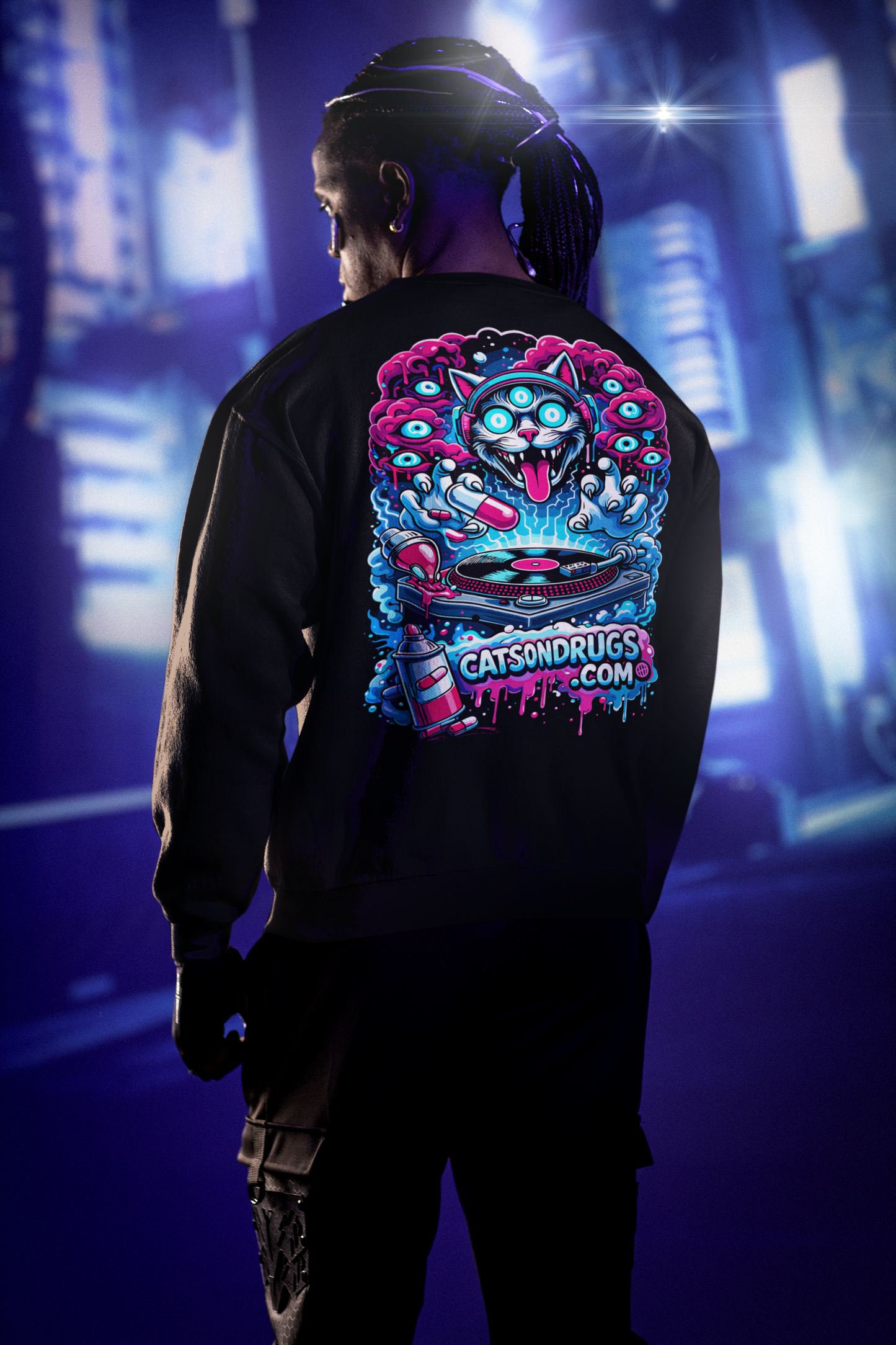 EDM Sweatshirt | Psychedelic DJ Cat