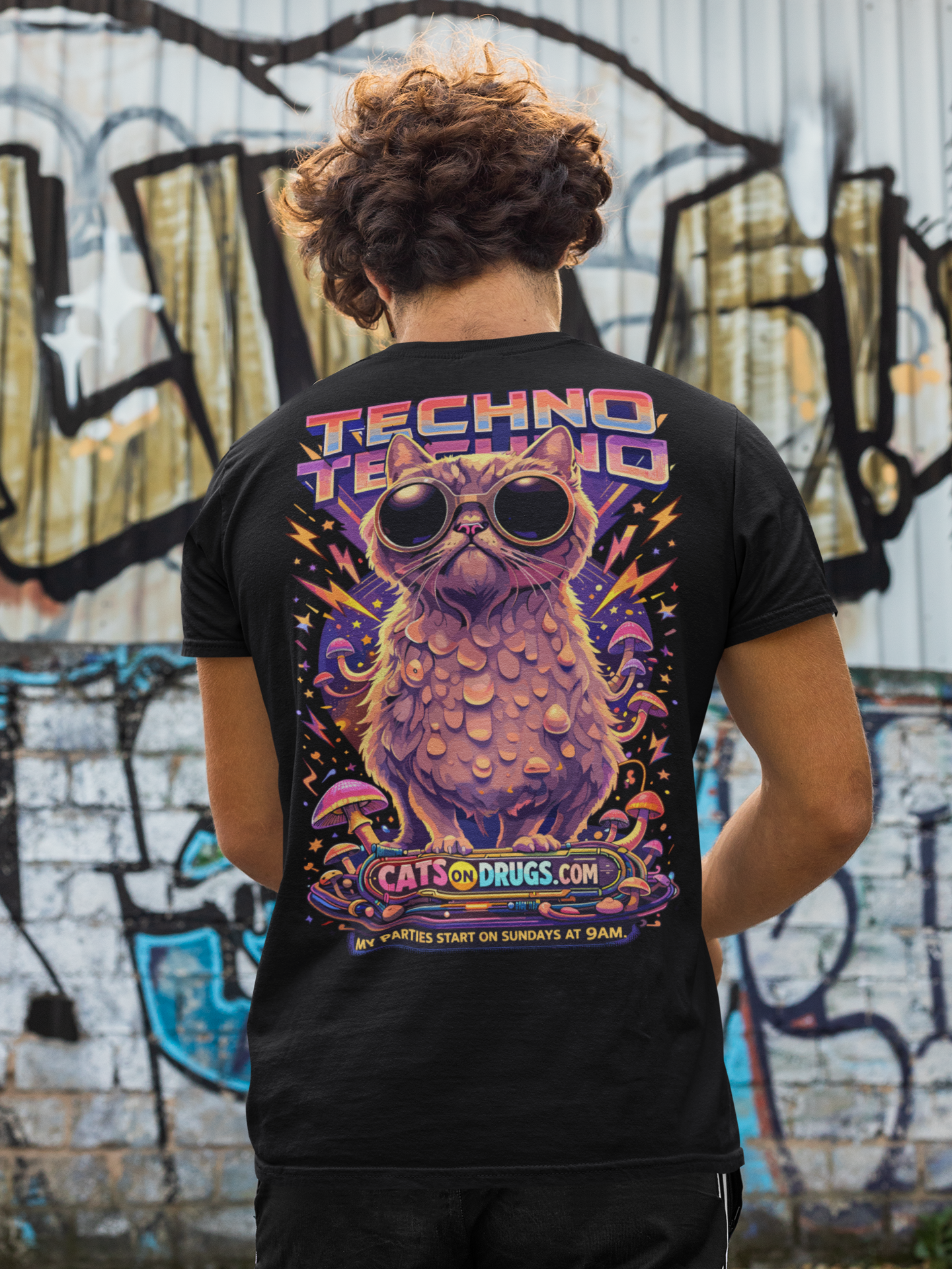 Techno T-Shirt | Sunday Techno Cat