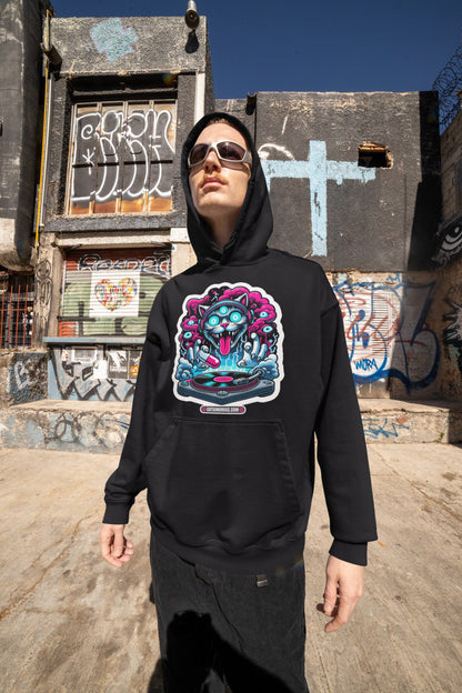 Psychedelic DJ Cat - Rave Hoodie