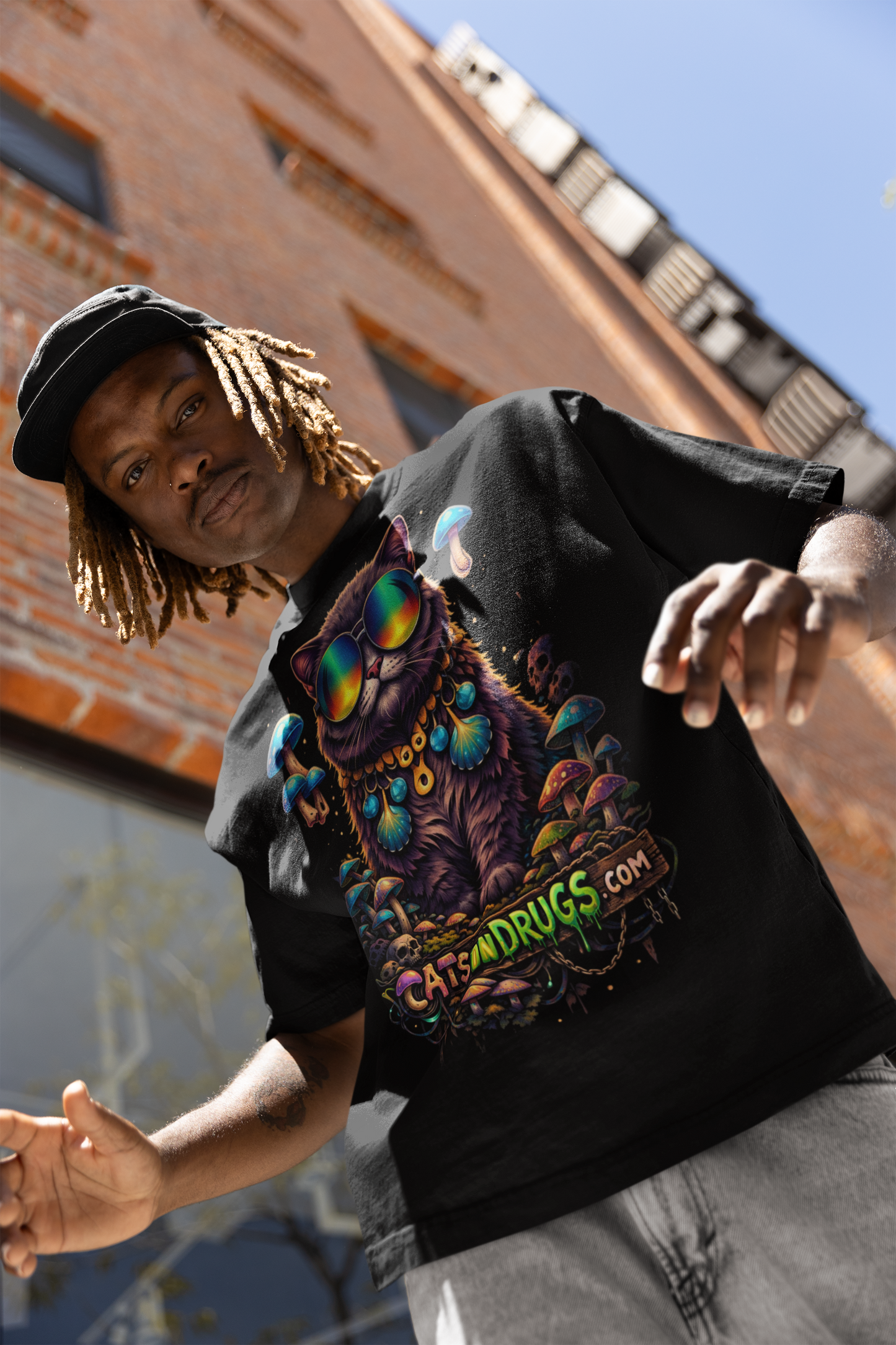 Techno T-Shirt | Diamond Trippy Cat