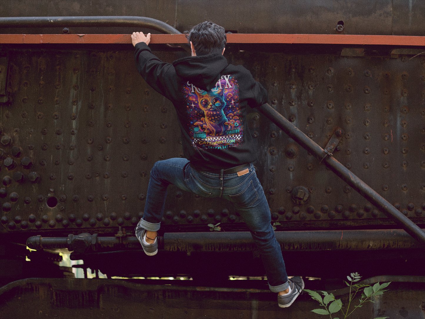 Trippy Hoodie | Psychedelic Relax Cat