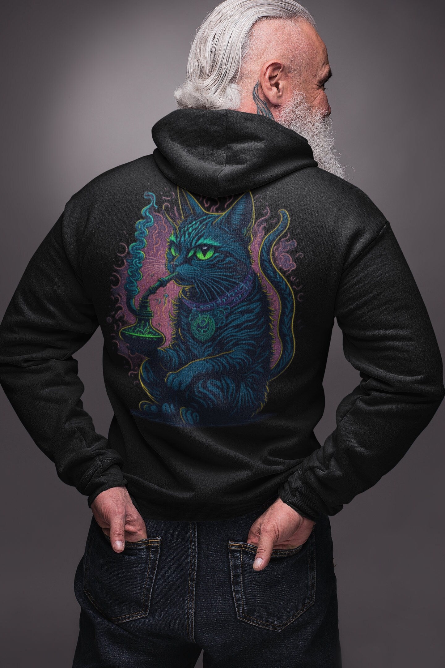 Trippy Hoodie | Psychedelic Shisha Cat