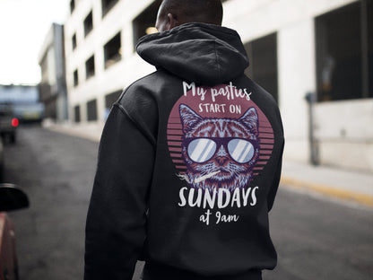 My parties start on Sundays at 9am | Techno Hoodie