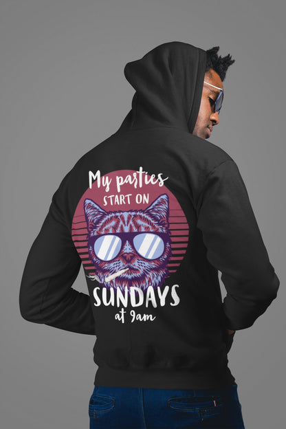 My parties start on Sundays at 9am | Techno Hoodie