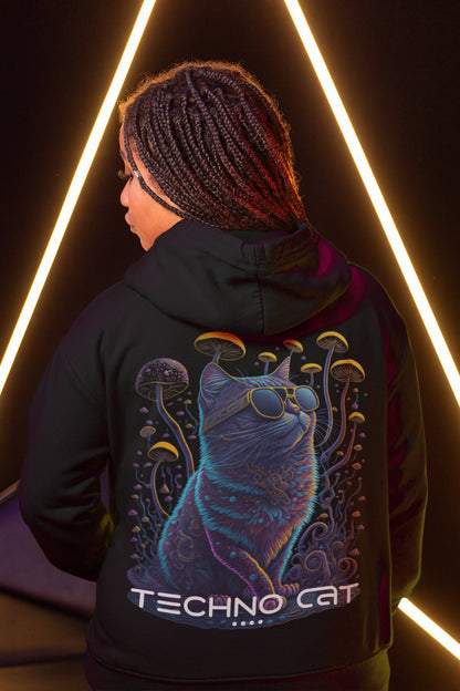 Psychedelic Techno Cat | Techno Hoodie
