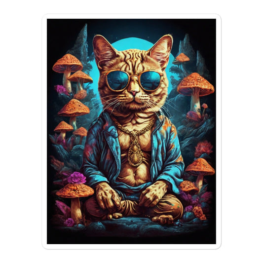 Psy Buddha Cat - Pegatinas sin burbujas