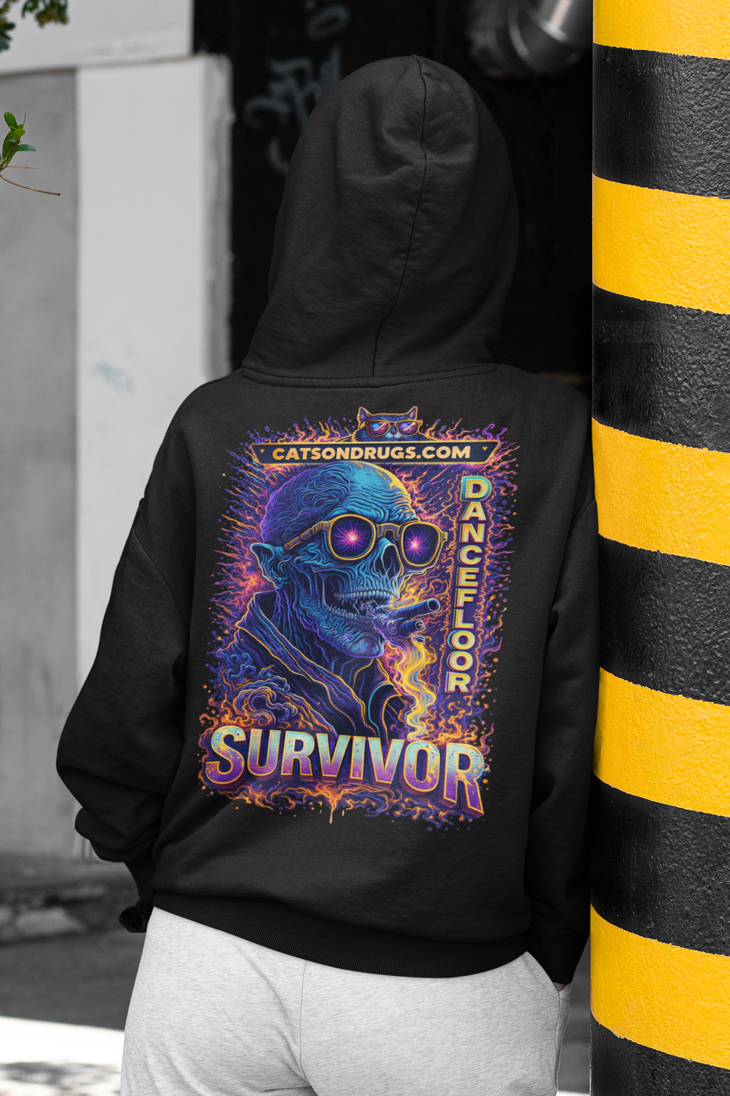 minimal techno hoodie