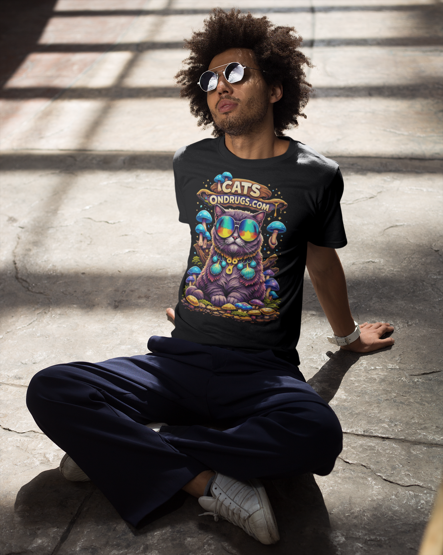 Rave T-Shirt | Diamond Trippy Cat