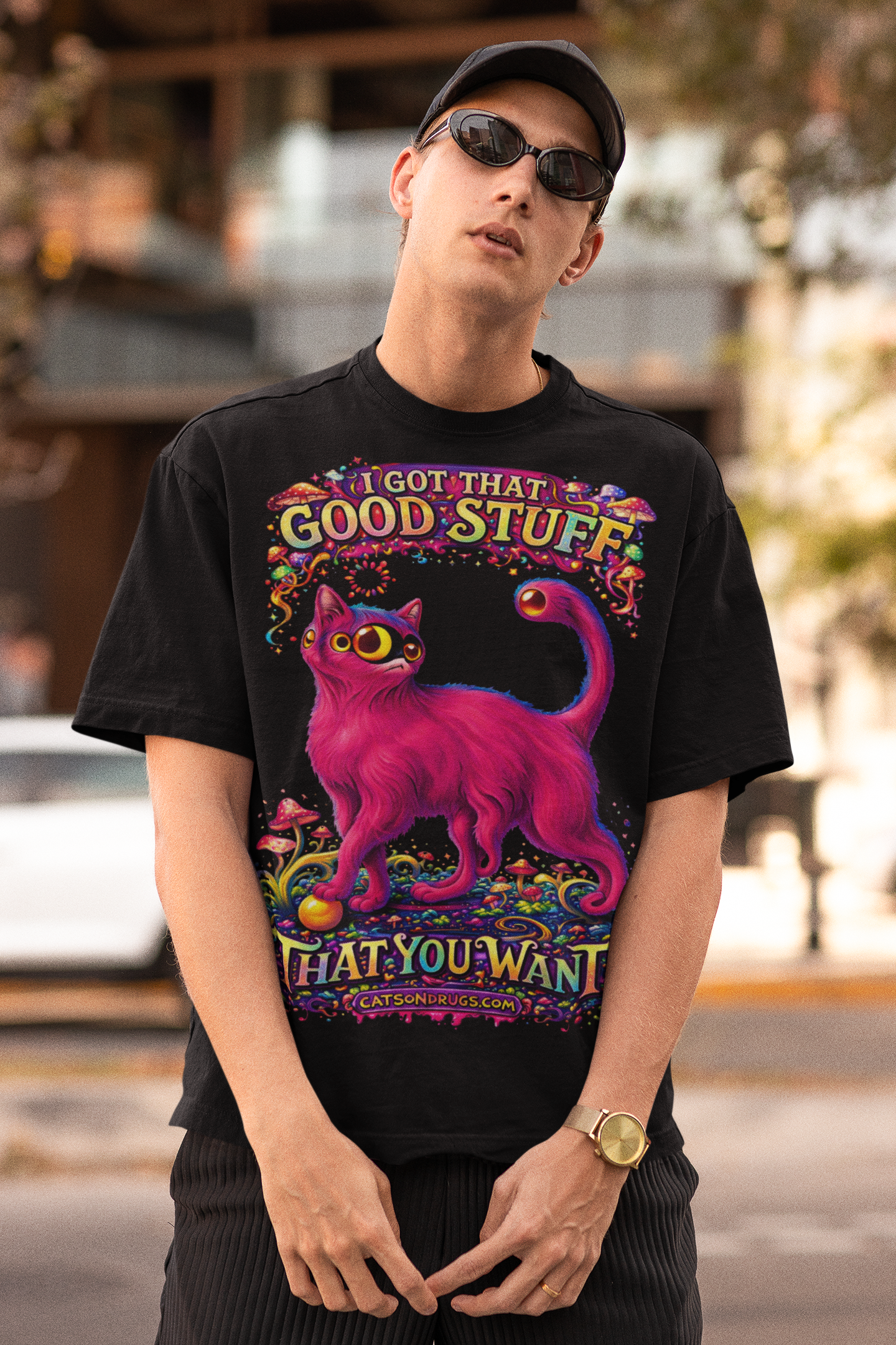 Psychedelic T-Shirt | Good Stuff Cat | Ecstasy Edition