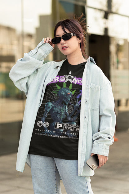Psychedelic T-Shirt | Paranoid Robot Cat | Ecstasy Edition